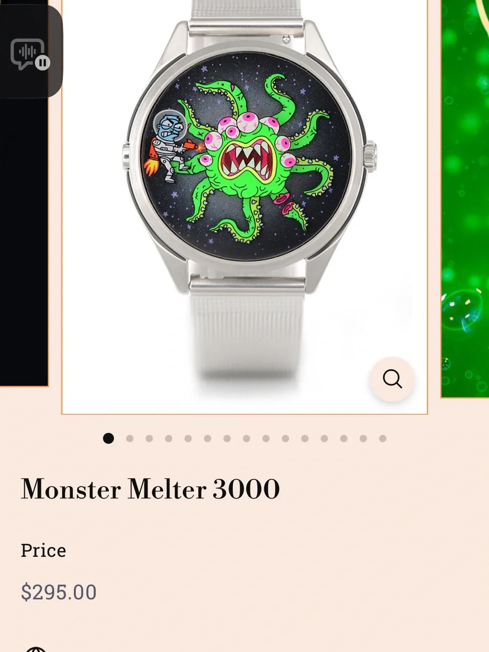 Silver Mesh Smartwatch with Green Accent Dial
